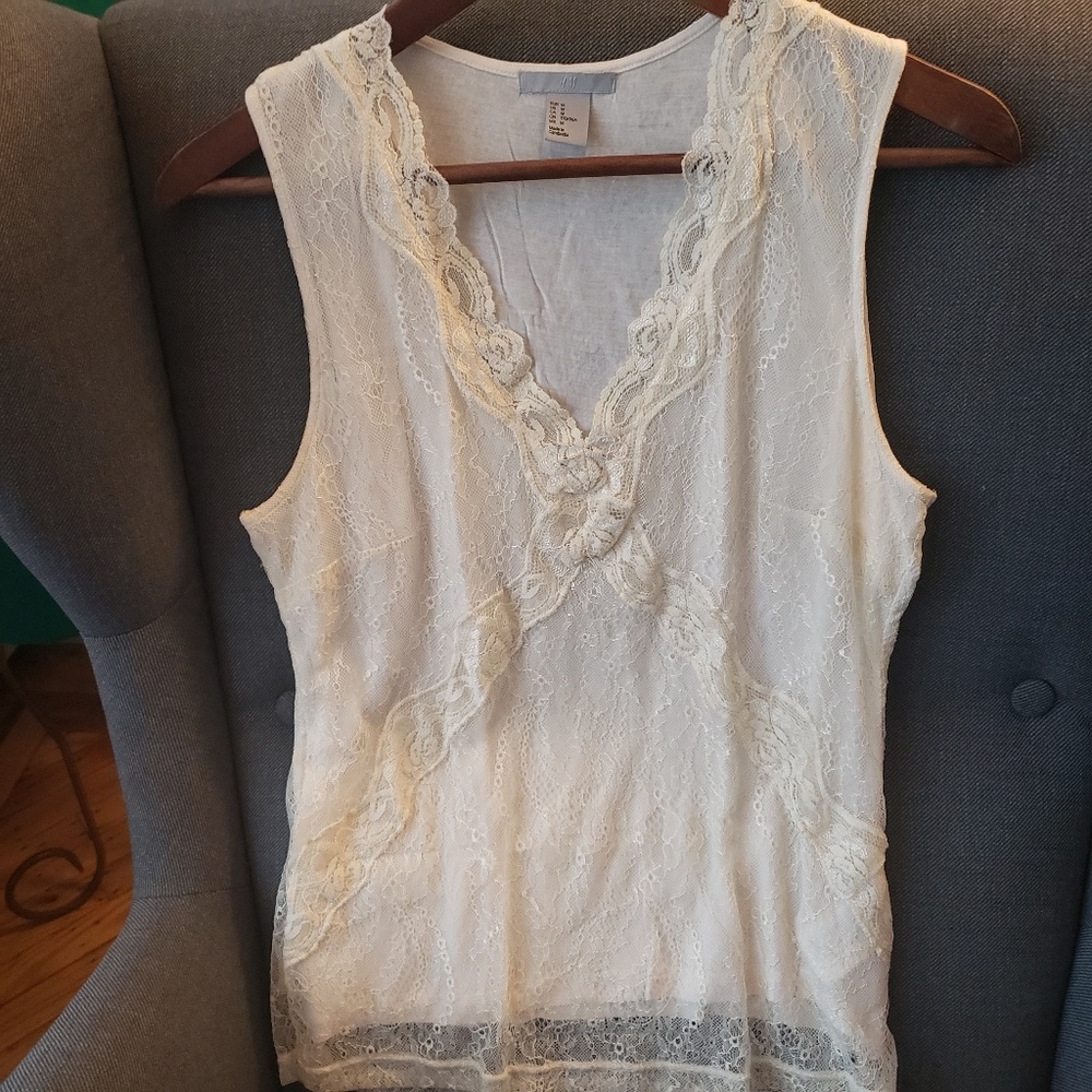 H&M Lace Cream Top